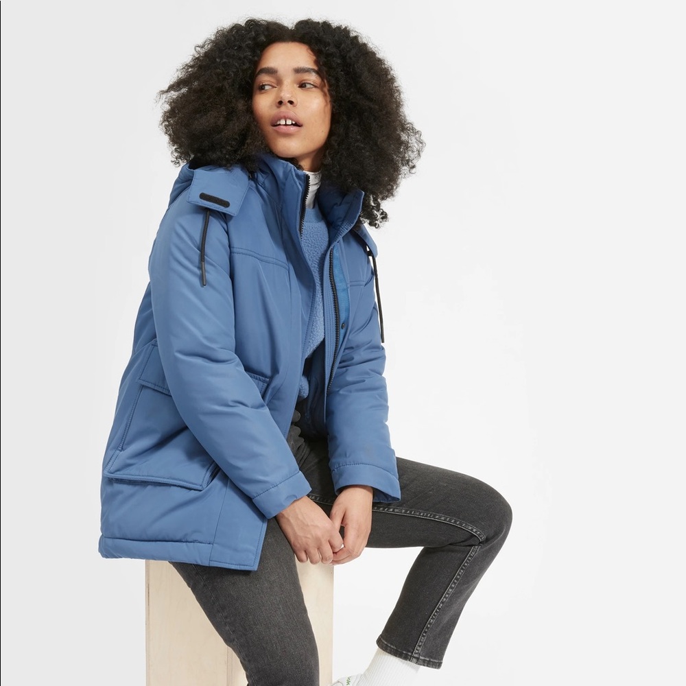 Everlane The ReNew Oversized Parka Puffer Winter Insulated Jacket Blue Size S